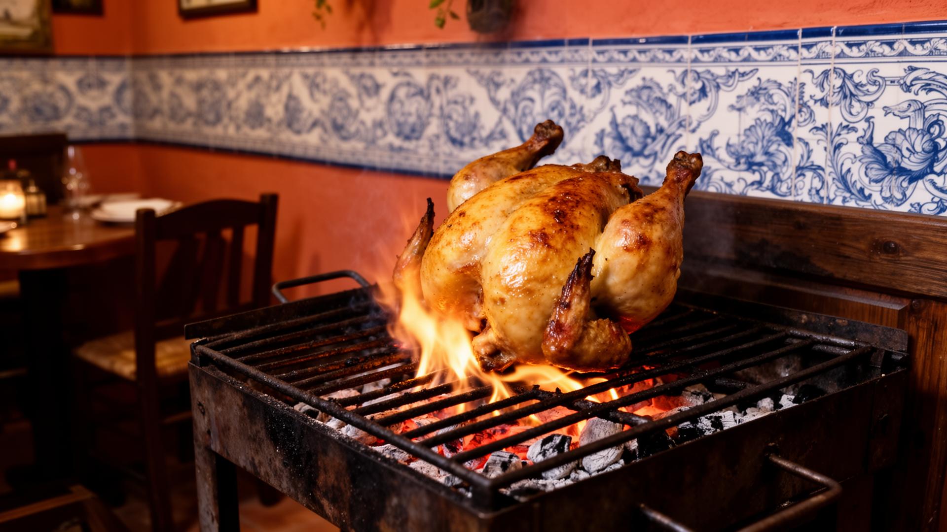 Frango assado na brasa